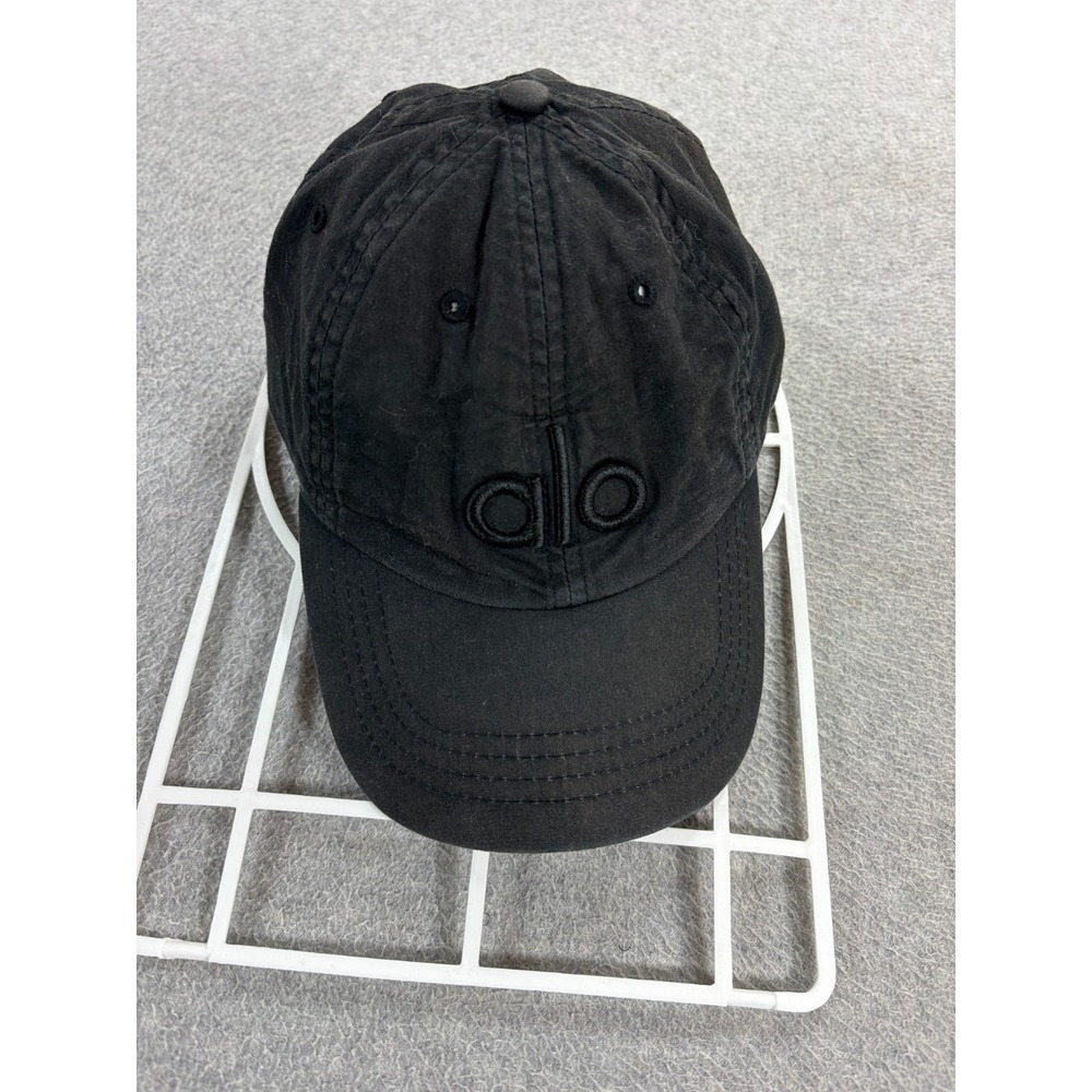 Alo Yoga Washed Black Off-Duty Cap Tonal Logo Adjustable One Size